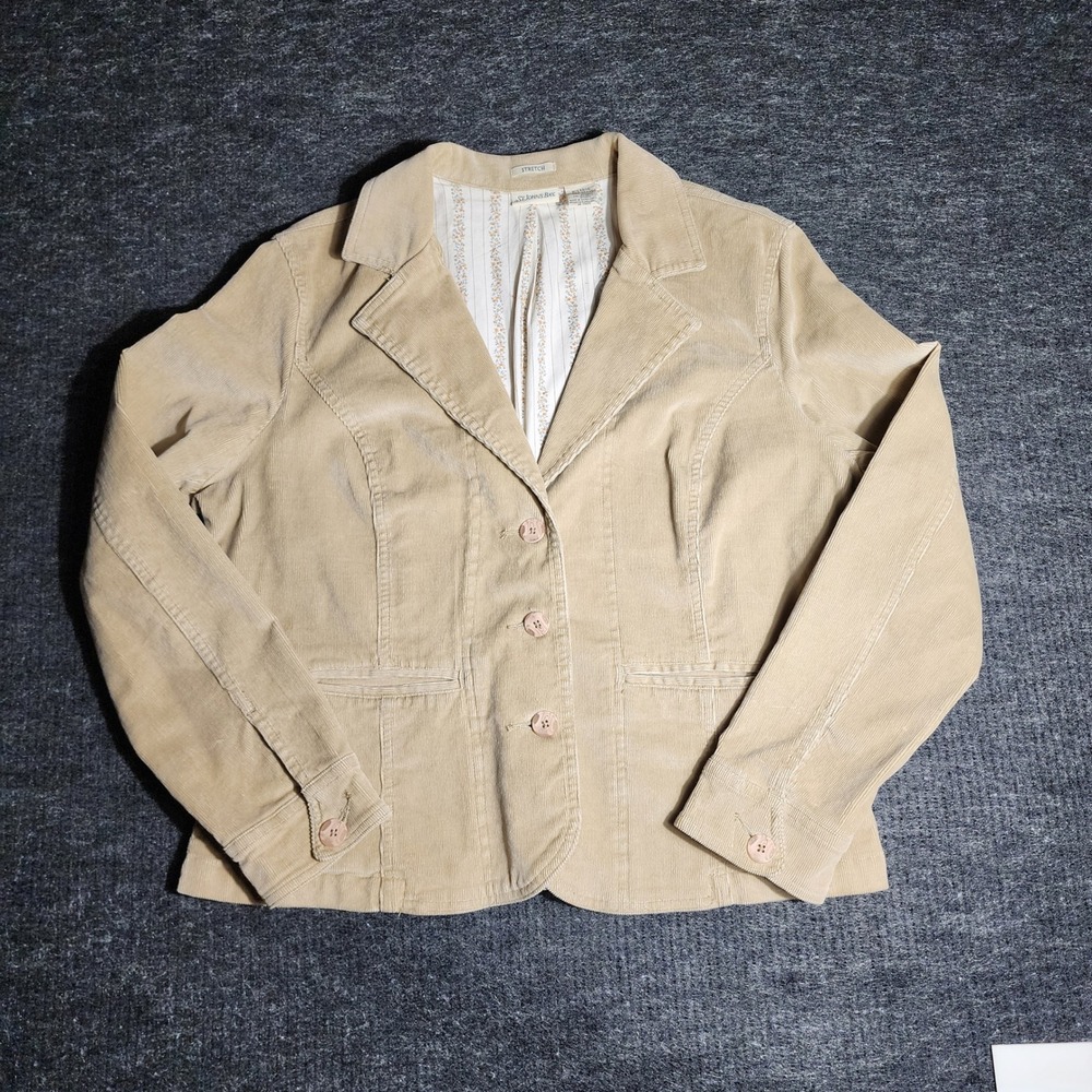St. Johns Bay Womens XL Tan Corduroy Blazer Lined (floral) (H07)